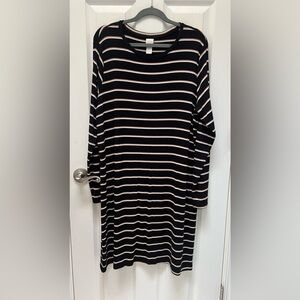 H & M Black & White Striped Long Sleeve Dress Size XL